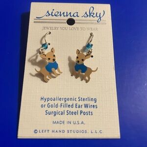 Chihuahua Earrings Blue Sienna Sky